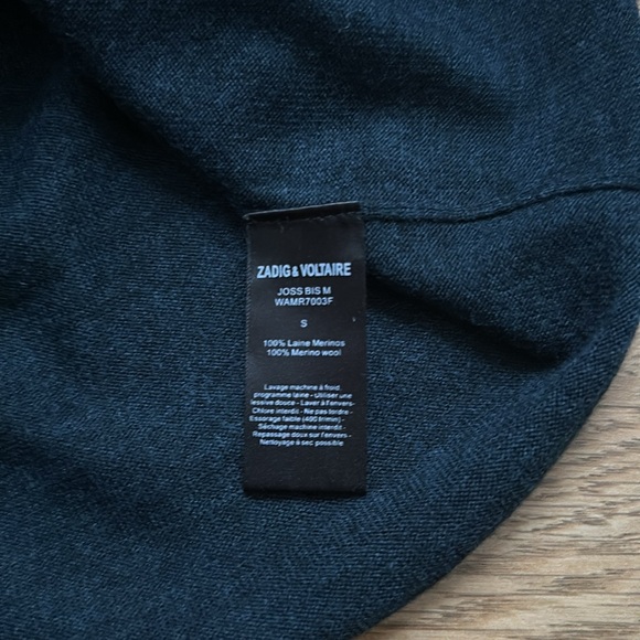 Zadig & Voltaire Joss Bis Show Tank Top Merino Wool Size Small Navy - Picture 6 of 6